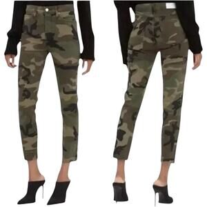 Re/Done 70s Stove Pipe Jeans Camouflage Denim High Rise Slim Straight Green 24